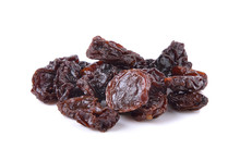 Dried Raisins On A White Background