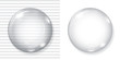 Big transparent glass sphere and opaque white sphere with glares and shadow. Transparency only in vector file