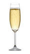 A glass of champagne isolated on a white background