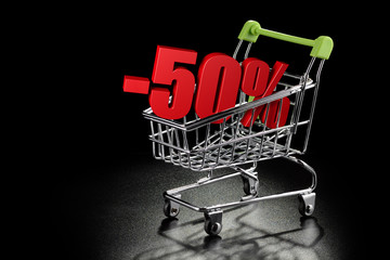 Wall Mural - Shopping cart with 50 % percentage