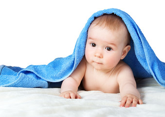 Canvas Print - Cute baby in a towel