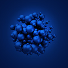 Poster - Abstract 3D Rendering of Flying Spheres.