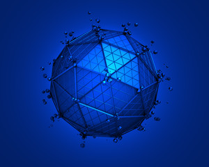 Poster - Low Poly Sphere with Wireframe.