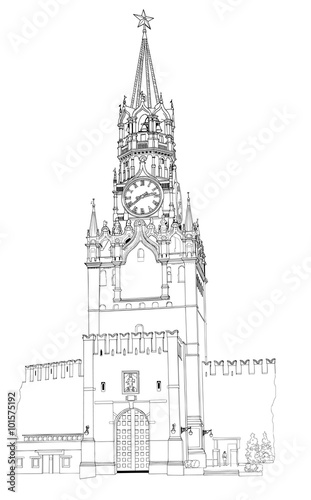 Spasskaya Bashnya Kreml Moskva Tower Of Savior Of Moscow Kremlin Kupit Etot Gotovyj Vektornyj Obekt I Rassmotret Analogichnye Vektornye Obekty V Adobe Stock Adobe Stock