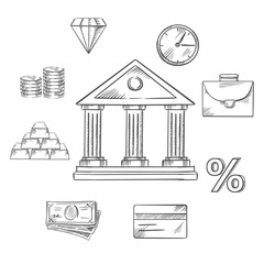 Aufkleber - Banking infographic elements in sketch style