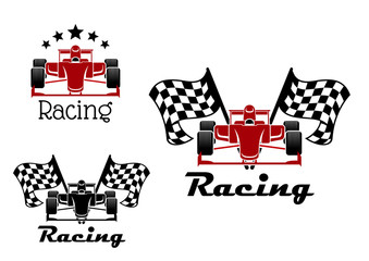 Wall Mural - Motor racing sport icons with race cars