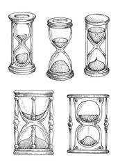 Poster - Hourglasses and sandlgasses sketches set