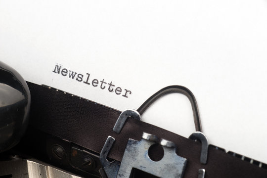 Newsletter text on retro typewriter