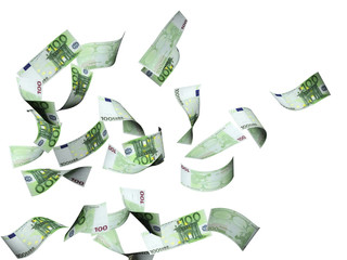 Wall Mural - Flying banknotes of euro