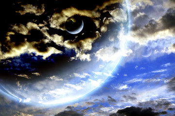 Canvas Print - storm sky and alien planet