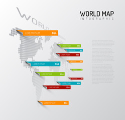 Wall Mural - Light World map with droplets pointer marks