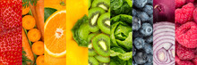 Collage Of Colorful Healthy Fruits And Vegetables