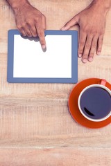 Poster - Hand using digital tablet over table