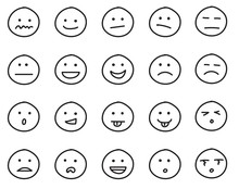 Collection Of Freehand Drawing Of Emoticons.