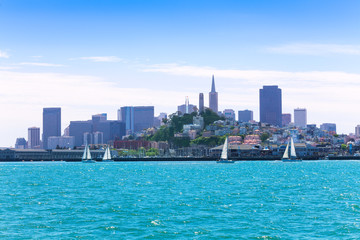Wall Mural - yachts and downtown view of San Francisco