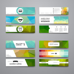 set of modern design banner template in mardi gras style