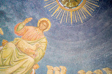 A Mosaic Of Jesus Christ The Good Shepherd With Sheep, In The Apse