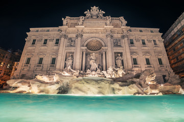 Fototapete - Rome, Italy: Trevi Fountain, Italian: Fontana di Trevi, at night