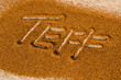 Teff with the word teff written in the grain