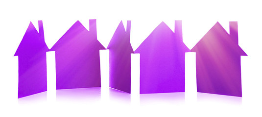 Sticker - Paper houses isolated on white