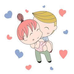 Romantic concept. Loving boy and girl. Cute cartoon vector illus