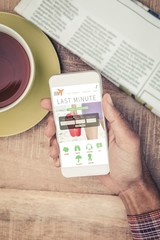 Poster - composite image of man using smart phone