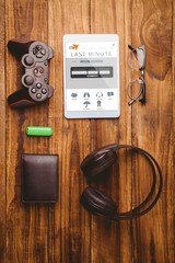Aufkleber - composite image of tablet and glasses next to joystick