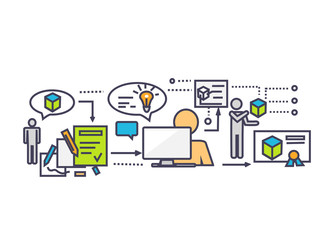 Poster - Icon Flat Style 3d Development