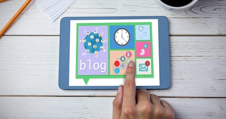 Poster - Composite image of bubble blog and pictures