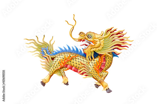 Photographie Licorne à tête de dragon sur fond blanc.