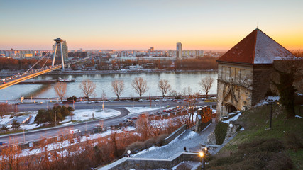 Wall Mural - River Danube in the center of Bratislava, Slovakia.