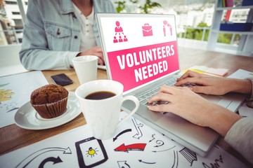 Poster - Composite image of yellow volunteers needed