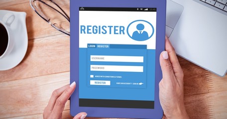 Poster - Composite image of telephone register application