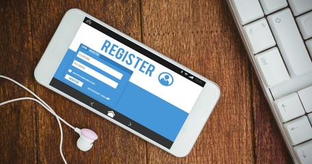 Poster - Composite image of computer register page