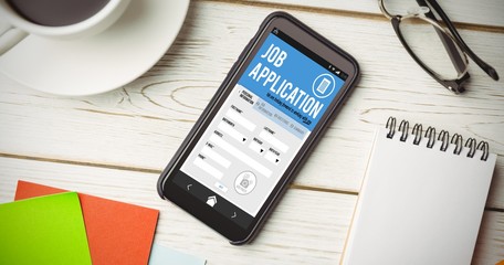 Poster - Composite image of job application on smartphone  
