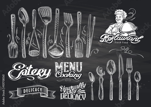 Fotomural vector hand drawn restaurant sketch and cafe doodle