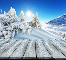 Beautiful winter landscape in the mountains