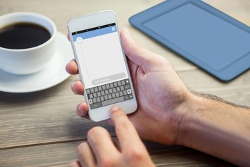 Poster - Composite image of smartphone text messaging 