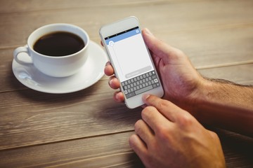 Poster - Composite image of smartphone text messaging 
