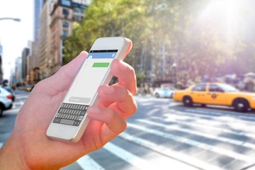Poster - Composite image of hand holding smartphone
