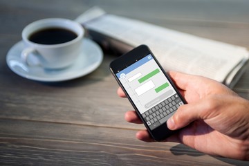 Poster - Composite image of smartphone text messaging 