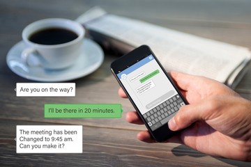 Poster - Composite image of smartphone text messaging 