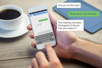 Poster - Composite image of smartphone text messaging 