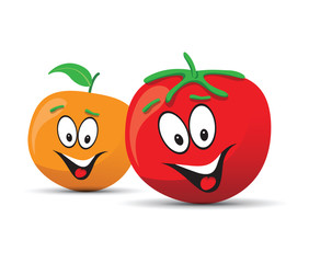 happy tomato and orange faces 