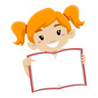 Illustration of a Cute Girl showing an empty page book