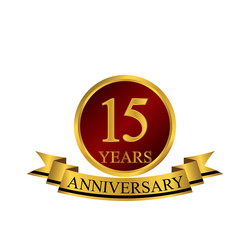 Wall Mural - 15 anniversary with red golden ring and ribbon