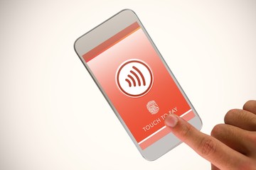 Poster - Composite image of hand holding smartphone