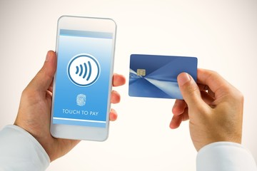 Poster - Composite image of hand holding smartphone