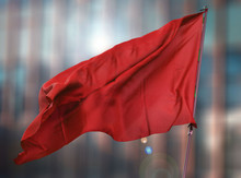 Red Flag Of The Building Blurred