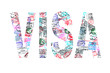 Word visa created with passport stamps on white background, travel concept